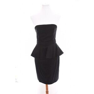 White House Black Market Sz 2 Black Peplum Strapless Sheath Dress XS Formal